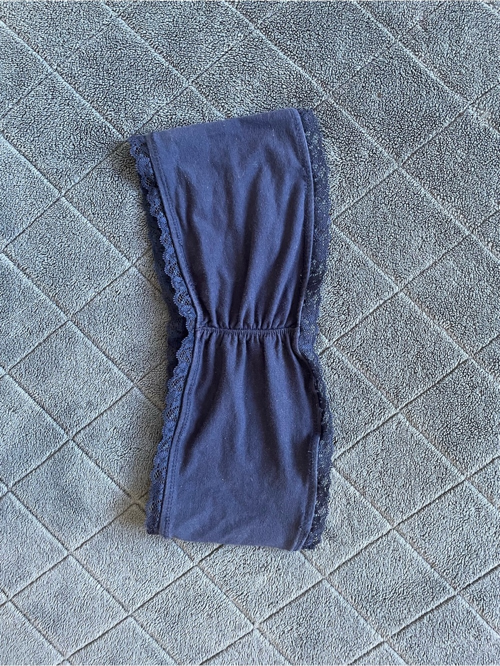 Navy Blue Lace-Trim Bandeau Tube Top